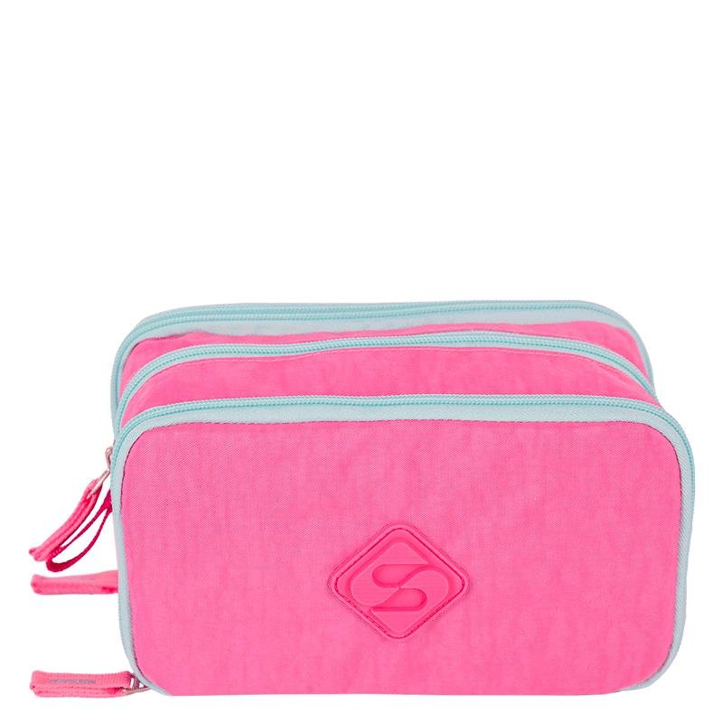 Estojo Box Especial 3 Compartimentos Crinkle 2 Double Rosa - Pink