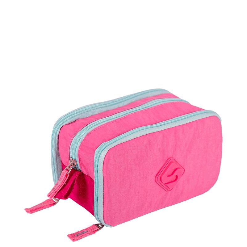 Estojo Box Especial 3 Compartimentos Crinkle 2 Double Rosa - Pink Rosa 2