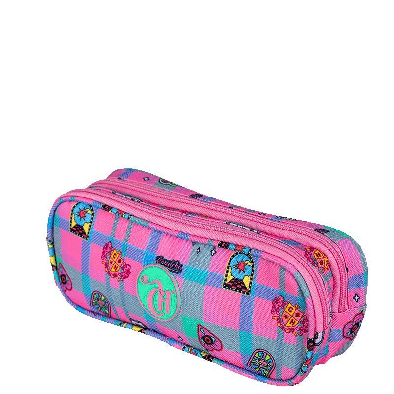 Estojo 2 Compartimentos Capricho Student School - Rosa Claro Rosa 3