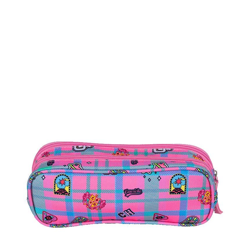 Estojo 2 Compartimentos Capricho Student School - Rosa Claro Rosa 4
