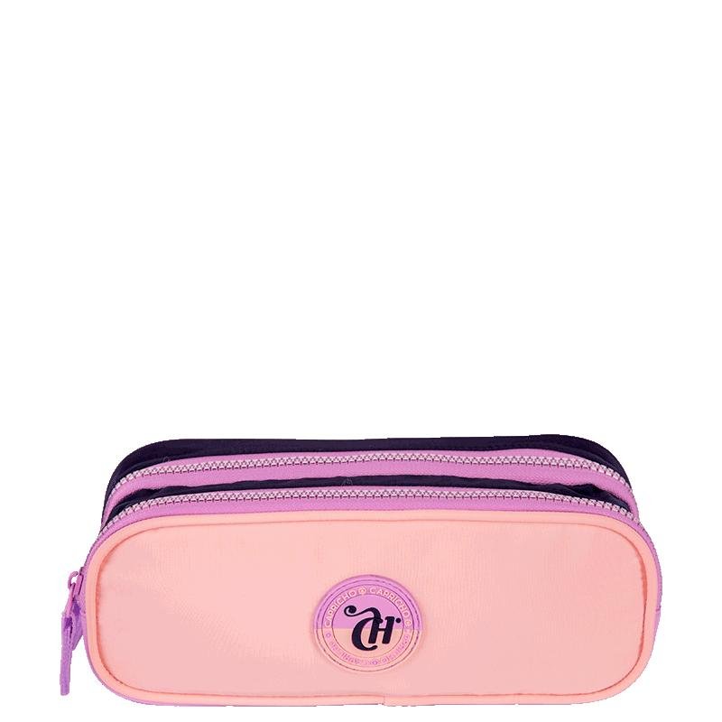 Estojo 2 Compartimentos Capricho Block - Pêssego e Lilás