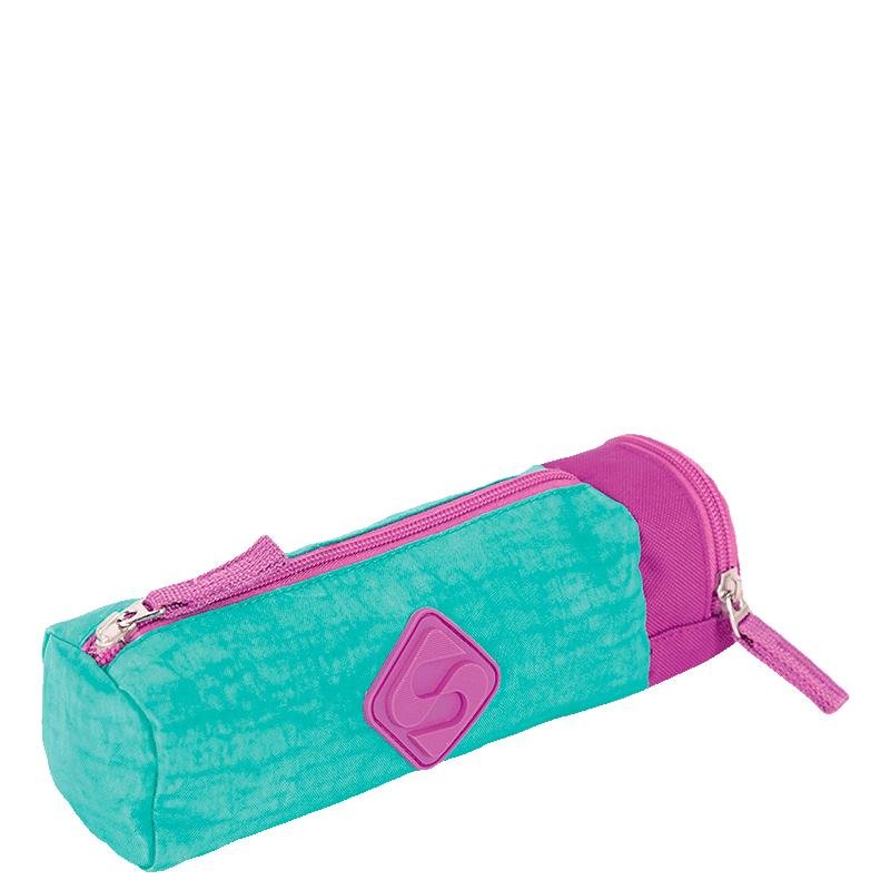 Estojo com Bolso Crinkle 2 Azul - Turquesa Verde/Rosa 2