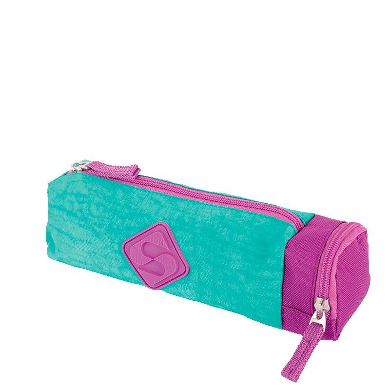 Estojo com Bolso Crinkle 2 Azul - Turquesa Verde/Rosa 3