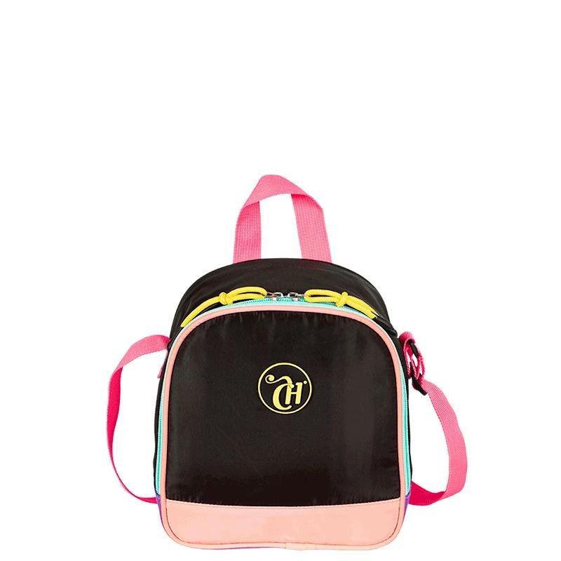 Lancheira Grande Capricho Contrast - Preto e Rosa