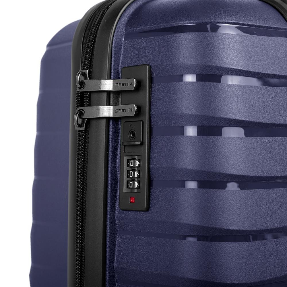 Mala de Viagem Bordo com Rodas 360º PP Essencial - Marinho Azul 5
