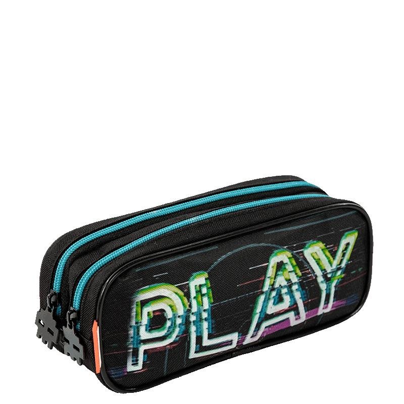 Estojo 2 Compartimentos Sestini X Start - Colorido Preto 2