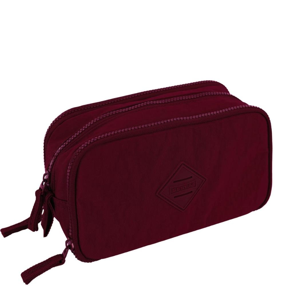 Estojo Box Especial 3 Compartimentos Crinkle - Vinho Vermelho 2