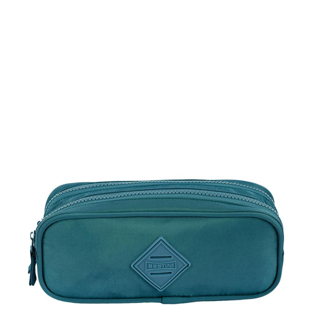 Estojo 2 Compartimentos Crinkle Verde - Petróleo