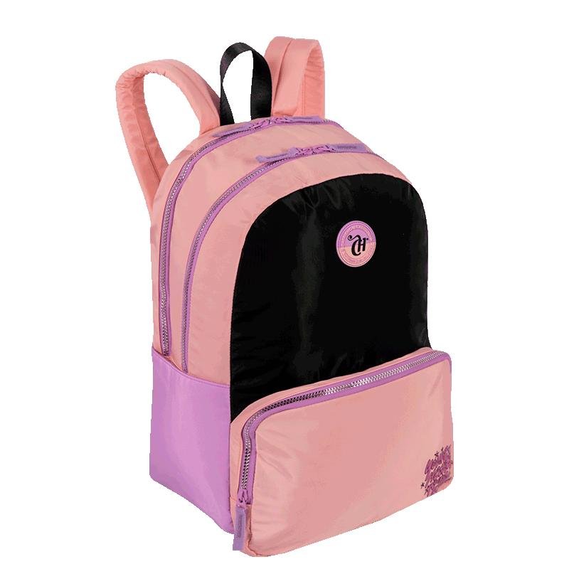 Mochila 2 Compartimentos Capricho Block - Pêssego e Lilás Rosa 2