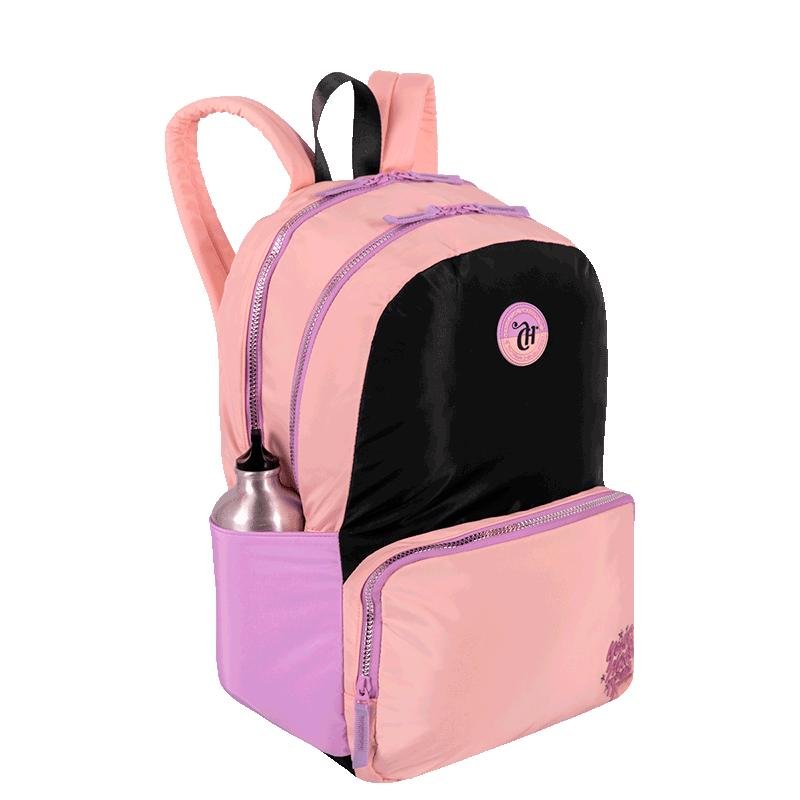 Mochila 2 Compartimentos Capricho Block - Pêssego e Lilás Rosa 7