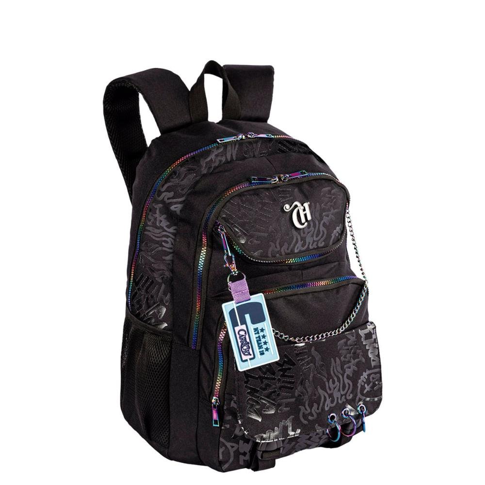 Mochila 2 Compartimentos Capricho Generation - Preto Preto 2