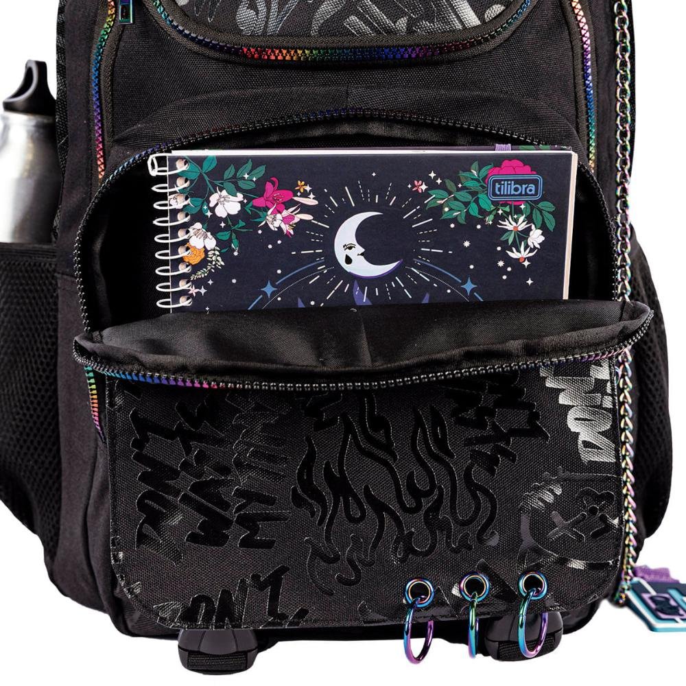 Mochila 2 Compartimentos Capricho Generation - Preto Preto 11