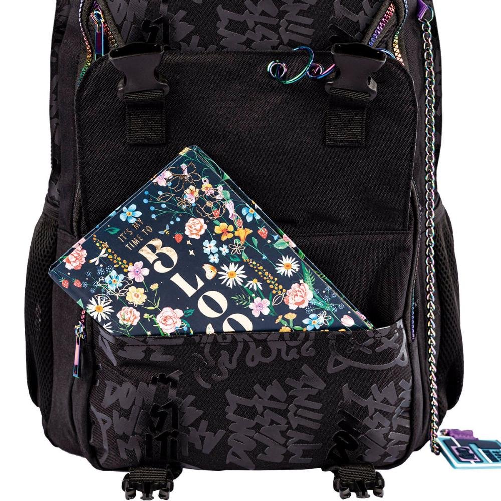 Mochila 2 Compartimentos Capricho Generation - Preto Preto 12