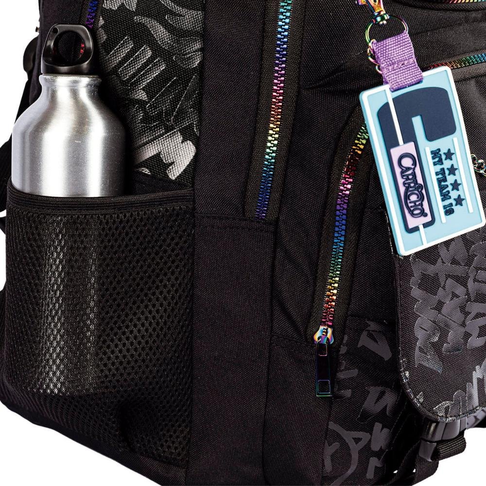 Mochila 2 Compartimentos Capricho Generation - Preto Preto 6