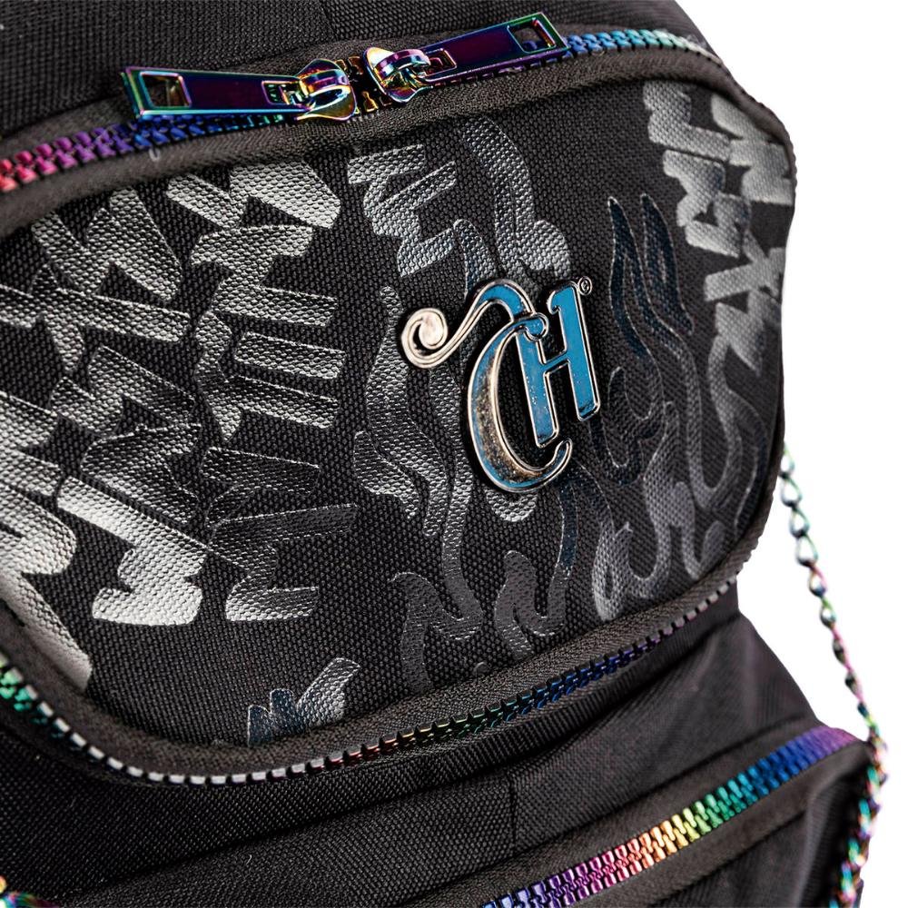 Mochila 2 Compartimentos Capricho Generation - Preto Preto 9