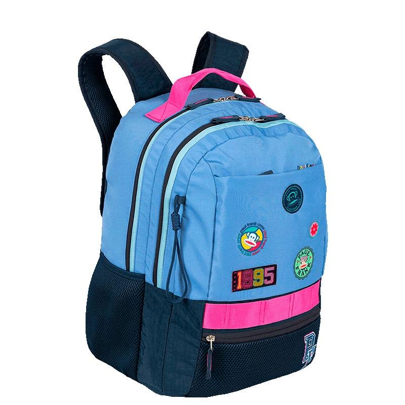 Mochila 2 Compartimentos Paul Frank Casual Patches - Azul Azul 2