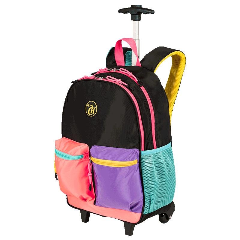 Mochila Carrinho Externo Capricho Contrast - Preto e Rosa Multicores 3