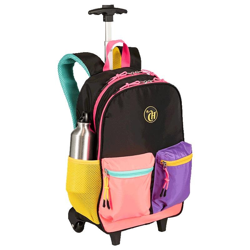 Mochila Carrinho Externo Capricho Contrast - Preto e Rosa Multicores 6