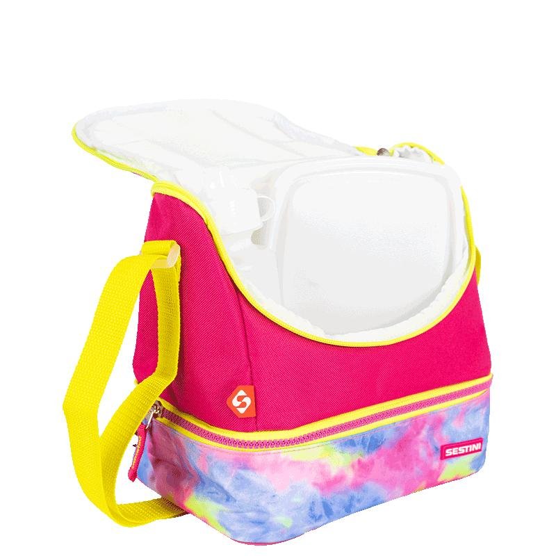 Lancheira Grande 2 compartimentos Sestini Good Vibes - Colorido Rosa 5