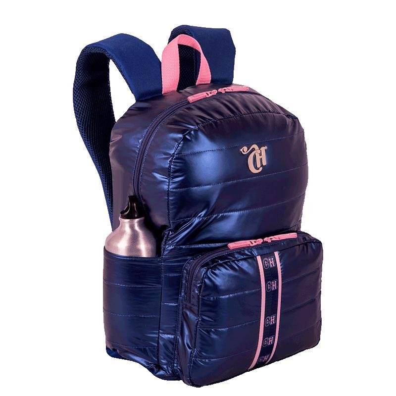 Mochila Grande Capricho Puffer Azul - Metálico Azul 5