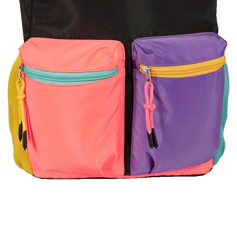 Mochila Grande Capricho Contrast - Preto e Rosa Multicores 6