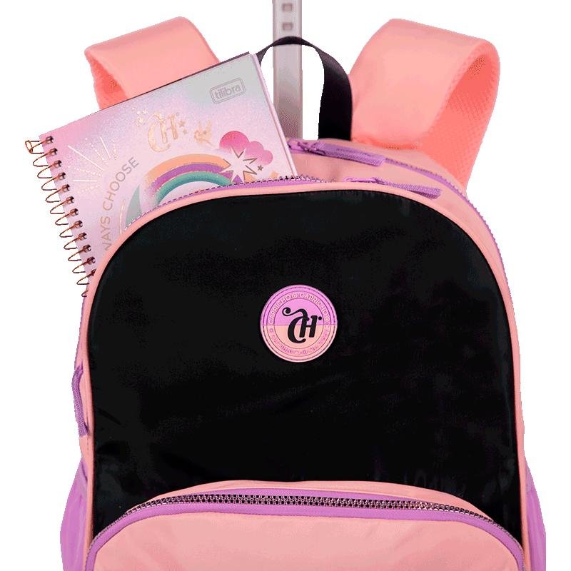 Mochila Carrinho Capricho Block - Pêssego e Lilás Rosa 5