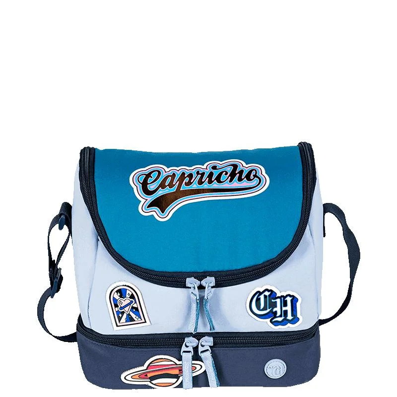 Lancheira 2 Compartimentos Capricho Class Cosmic Patches - Azul