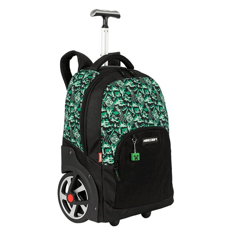 Mochila Carrinho Mega Rodas Minecraft Z Camoterra - Colorido Preto/Verde 2