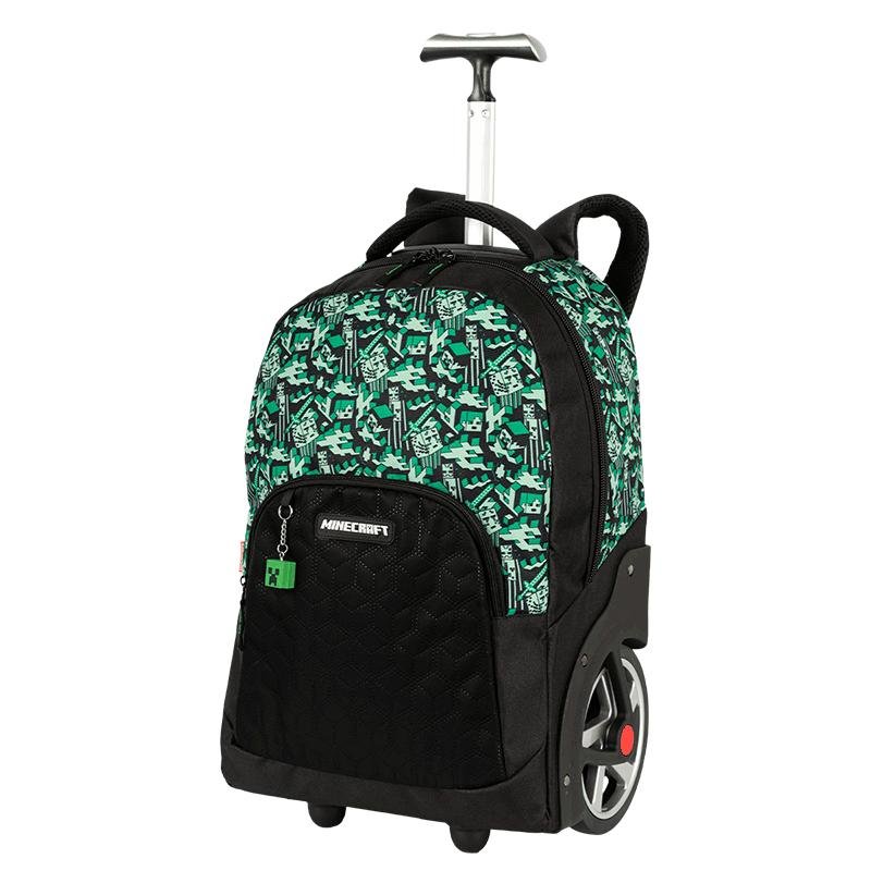 Mochila Carrinho Mega Rodas Minecraft Z Camoterra - Colorido Preto/Verde 3