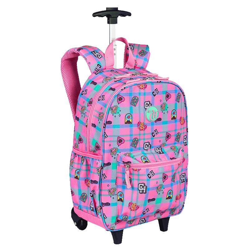 Mochila Carrinho Externo Capricho Student School - Rosa Claro Rosa 2