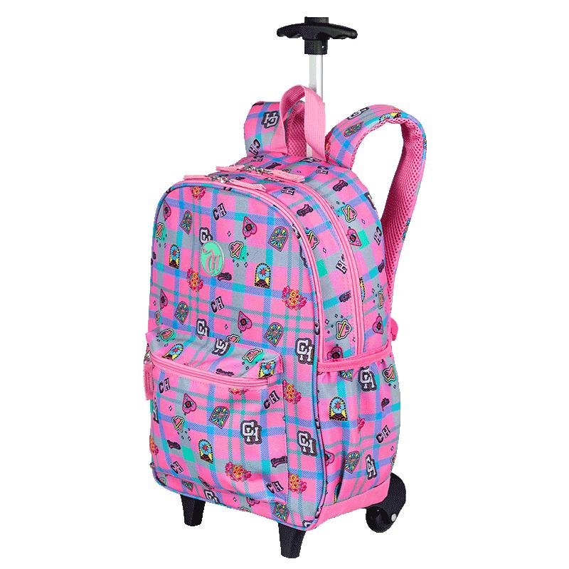 Mochila Carrinho Externo Capricho Student School - Rosa Claro Rosa 3