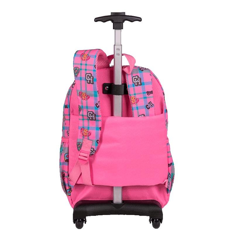 Mochila Carrinho Externo Capricho Student School - Rosa Claro Rosa 4