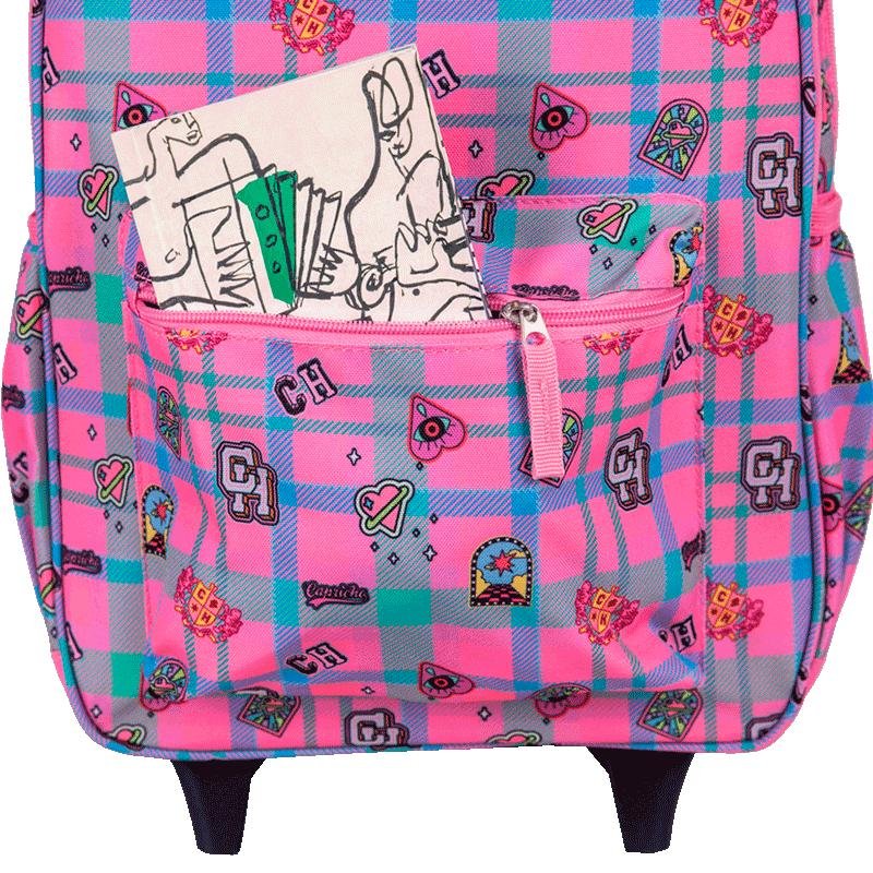 Mochila Carrinho Externo Capricho Student School - Rosa Claro Rosa 5