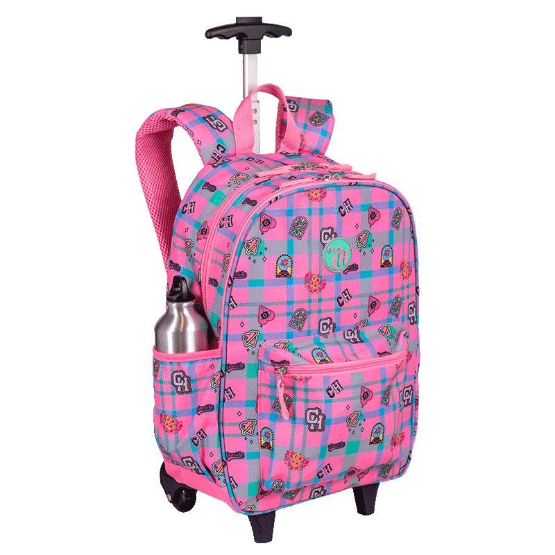 Mochila Carrinho Externo Capricho Student School - Rosa Claro Rosa 6