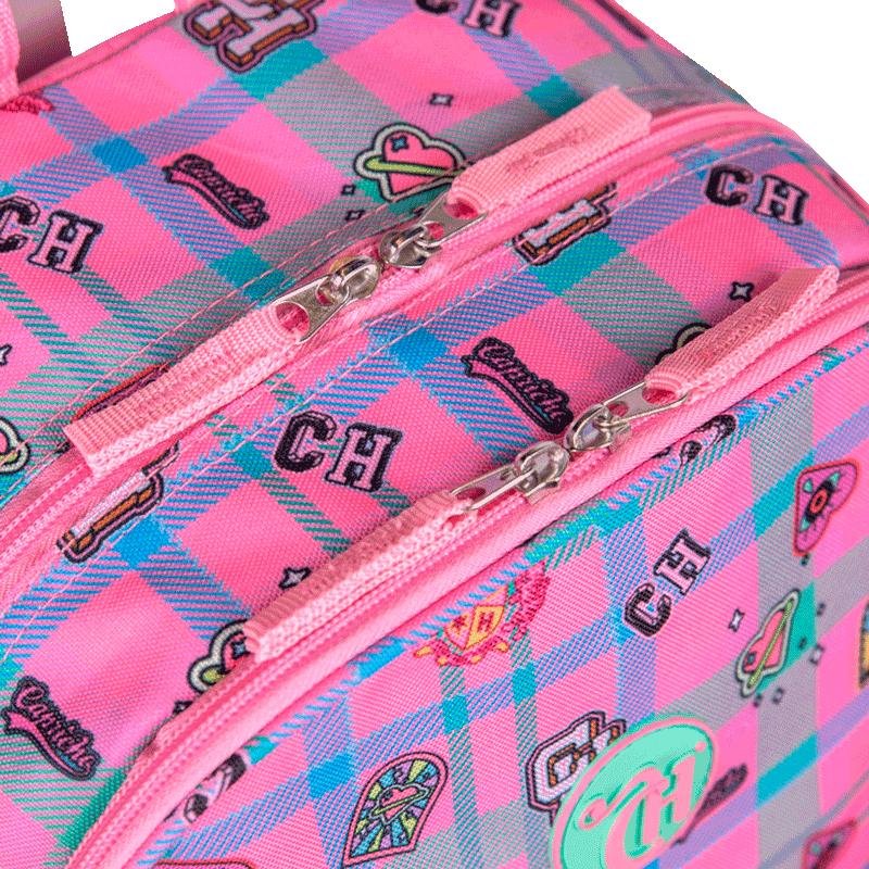 Mochila Carrinho Externo Capricho Student School - Rosa Claro Rosa 7