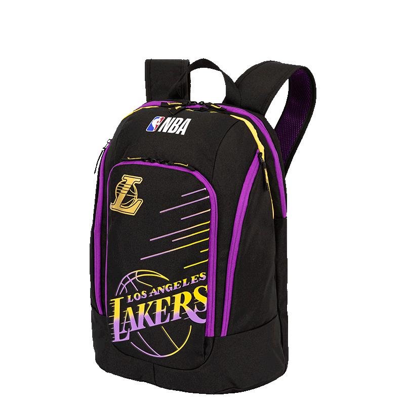 Mochila Grande 2 Compartimentos NBA Legend Lakers - Preto e Roxo Preto 3
