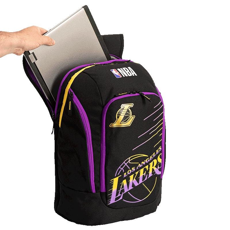 Mochila Grande 2 Compartimentos NBA Legend Lakers - Preto e Roxo Preto 5