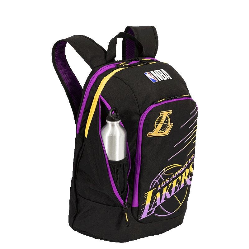 Mochila Grande 2 Compartimentos NBA Legend Lakers - Preto e Roxo Preto 7