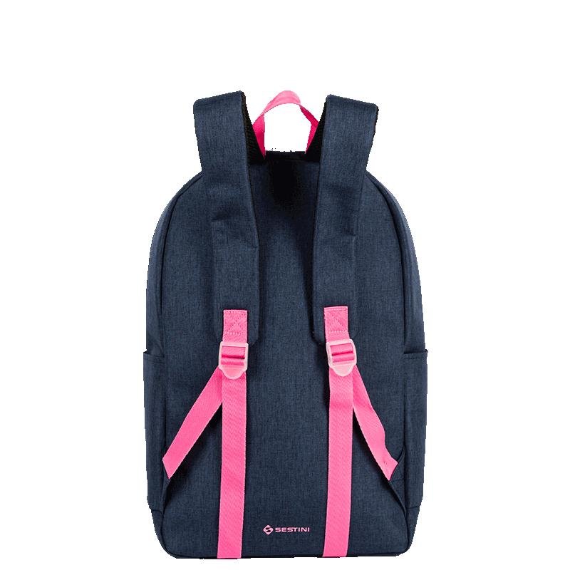 Mochila Grande Sestini Trend  Azul - Jeans Azul/Rosa 4