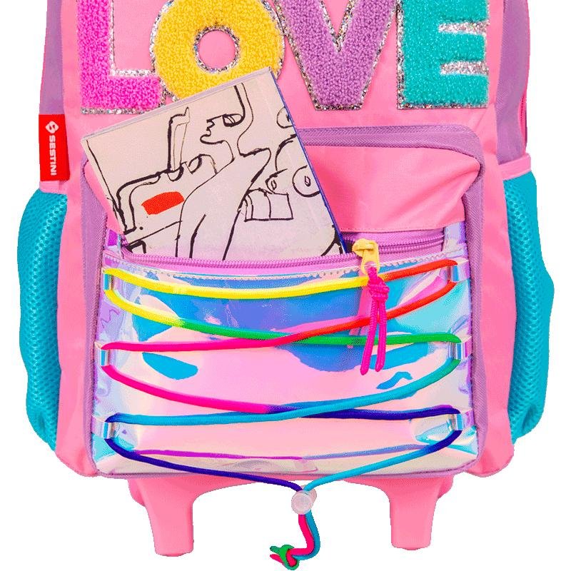 Mochilete Grande Sestini Colors Girls - Colorido Rosa 8
