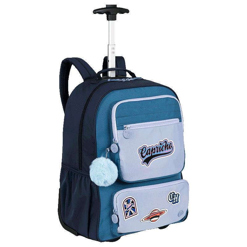 Mochila Carrinho Grande Capricho Class Cosmic Patches - Azul Azul 2