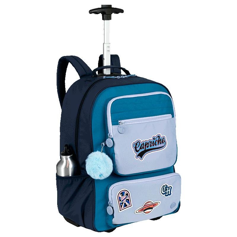 Mochila Carrinho Grande Capricho Class Cosmic Patches - Azul Azul 5