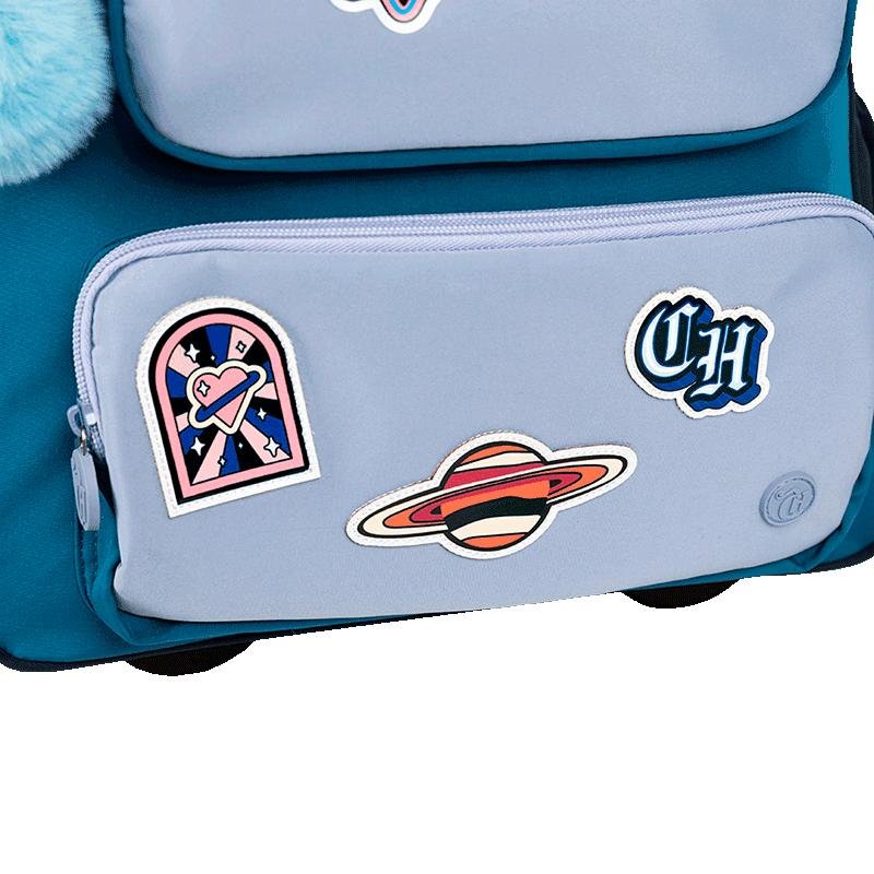 Mochila Carrinho Grande Capricho Class Cosmic Patches - Azul Azul 7