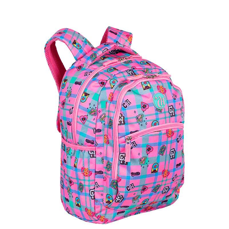 Mochila Grande 2 Compartimentos Capricho Student School - Rosa Claro Rosa 2