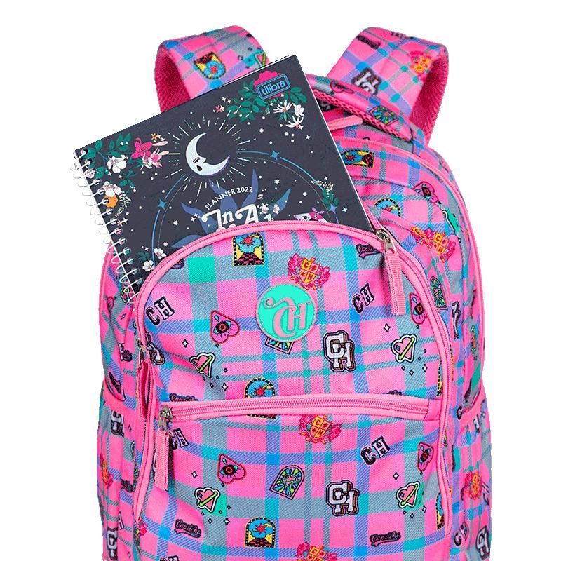 Mochila Grande 2 Compartimentos Capricho Student School - Rosa Claro Rosa 5