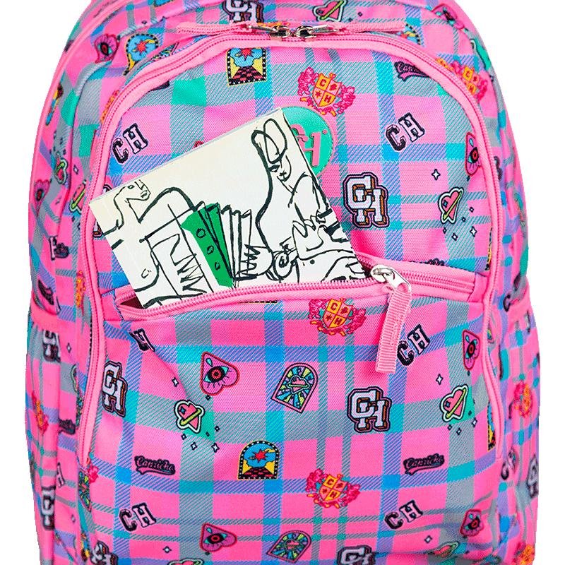Mochila Grande 2 Compartimentos Capricho Student School - Rosa Claro Rosa 6