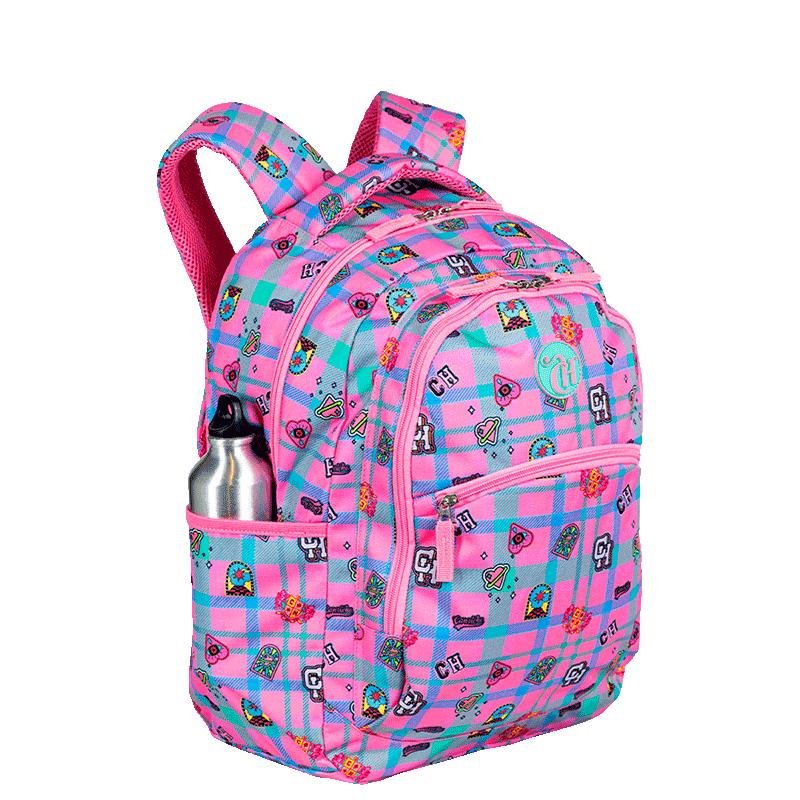 Mochila Grande 2 Compartimentos Capricho Student School - Rosa Claro Rosa 7