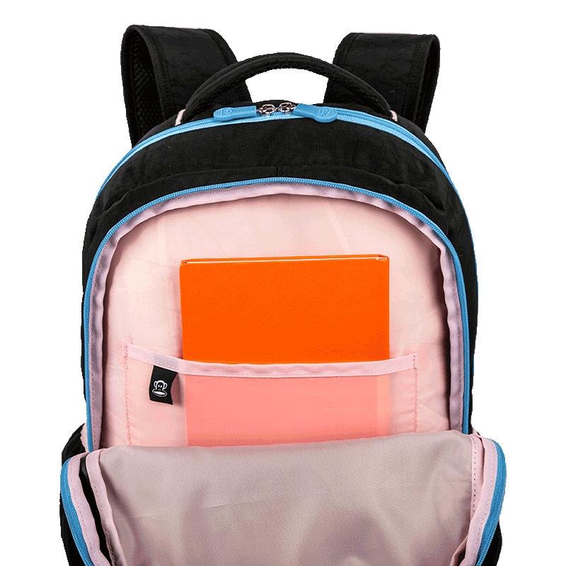 Mochila 2 Compartimentos Paul Frank Fun - Preto e Rosa Preto 6