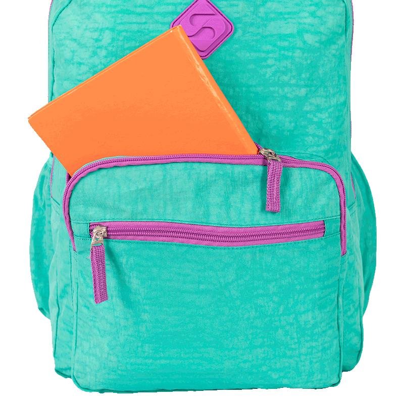 Mochila 2 Compartimentos Sestini College Crinkle 4 Azul - Turquesa Verde 6