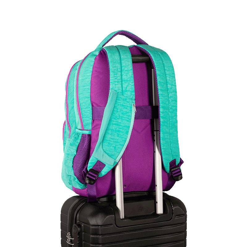 Mochila 2 Compartimentos Sestini College Crinkle 4 Azul - Turquesa Verde 10